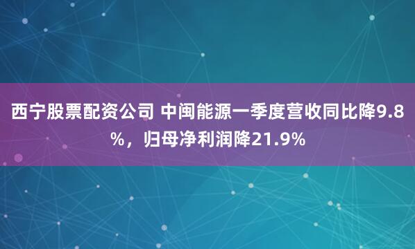 西宁股票配资公司 中闽能源一季度营收同比降9.8%，归母净利润降21.9%